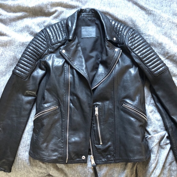 Estello Leather Biker Jacket - black